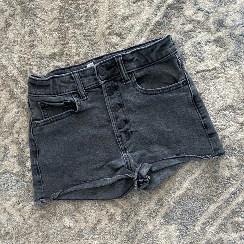 GAP Jean Shorts High Rise‎ size 10 exposed button fly cut off high waist gray